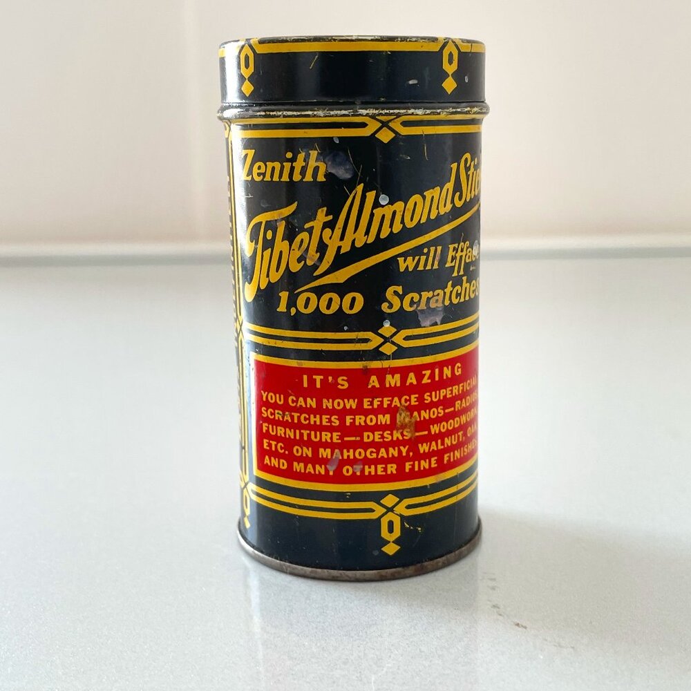 Zenith Tibet Almond Stick Tin with Unused Stick Circa 1950